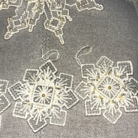 Vintage Plastic Art Embroidered Canvas Ornaments set of 4 - Picture 4 of 5